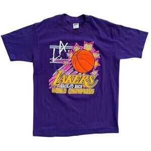 Los Angeles Lakers Back To Back World Champions 80S T-Shirt Large